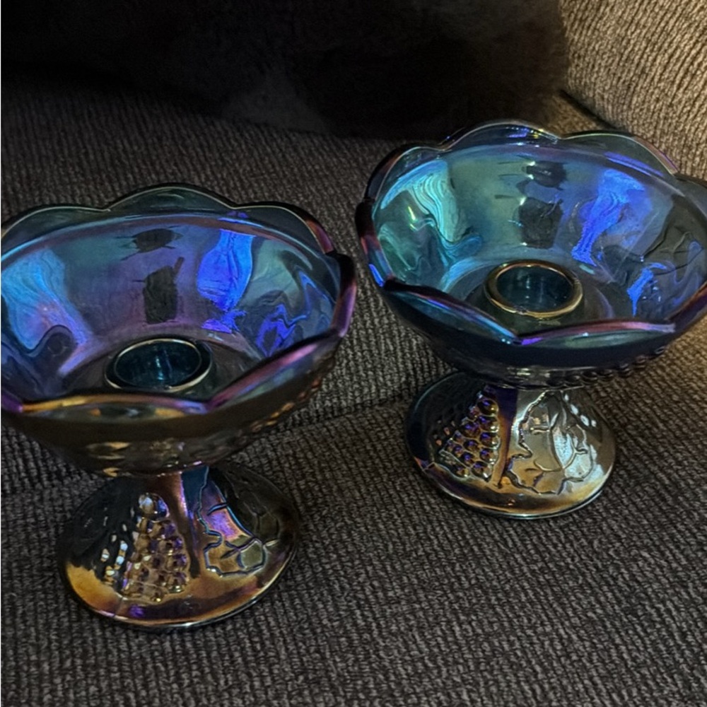 Iridescent Glass Candle Holders